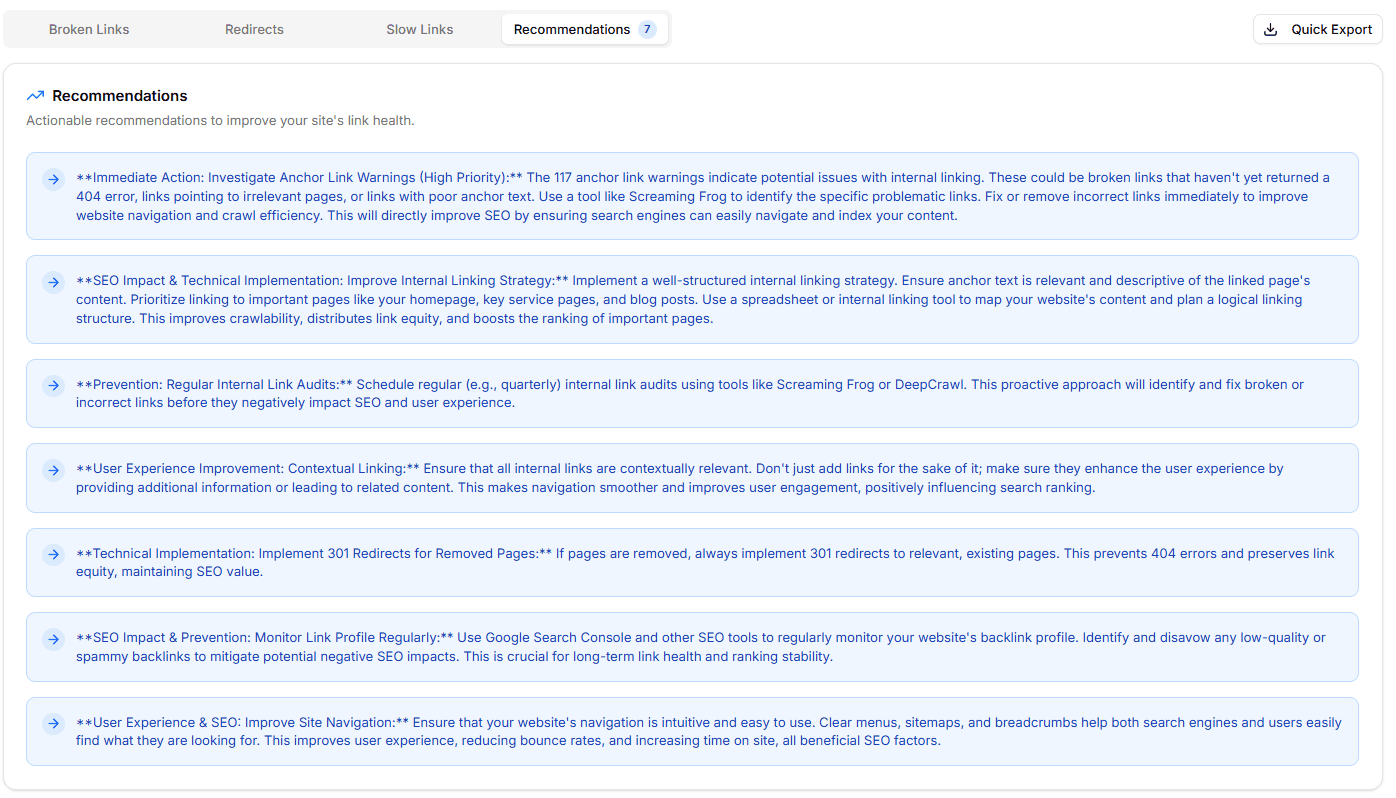 Smart recommendations dashboard for broken link monetization