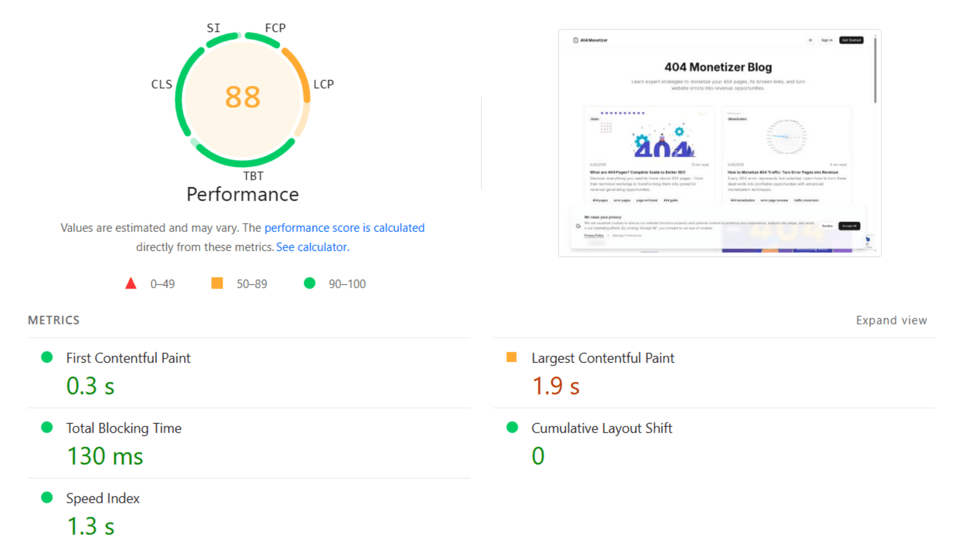 Illustration of 404 optimization improving Core Web Vitals